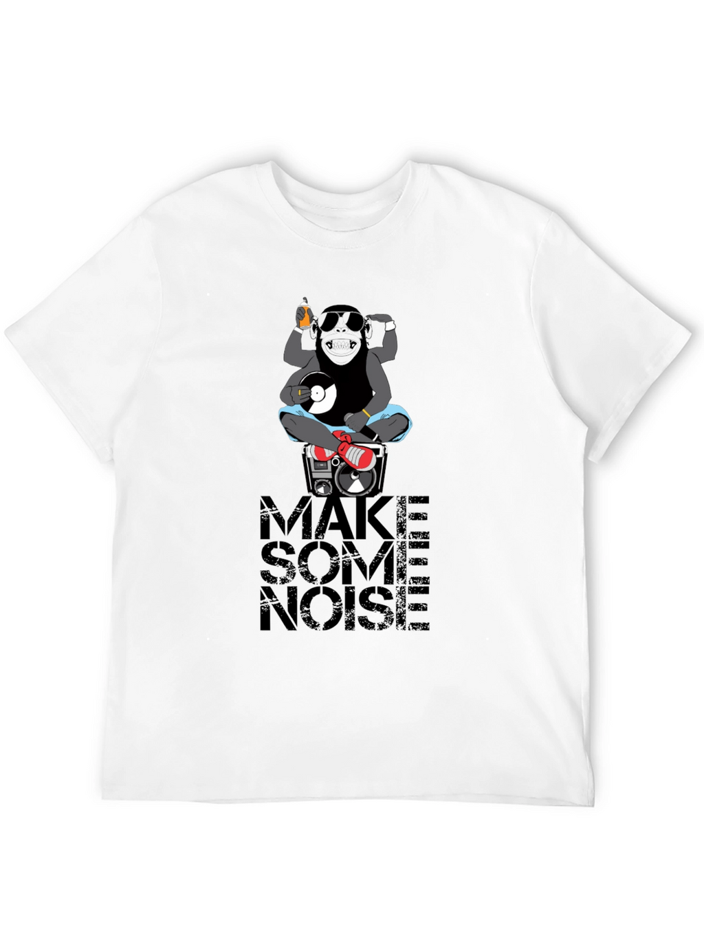DJ Monkey Graphic Print Black T-Shirt