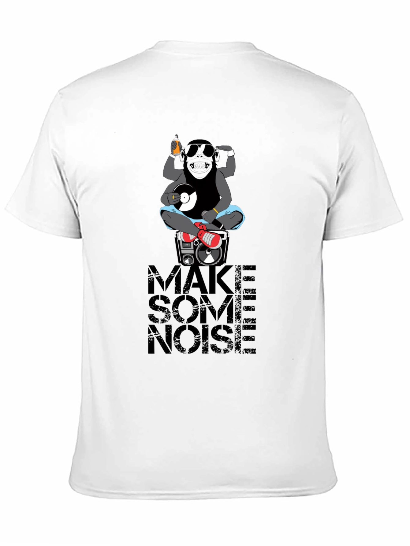 DJ Monkey Graphic Print Black T-Shirt