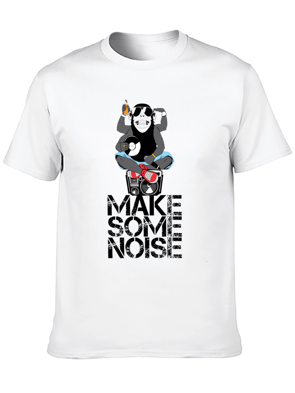 DJ Monkey Graphic Print Black T-Shirt