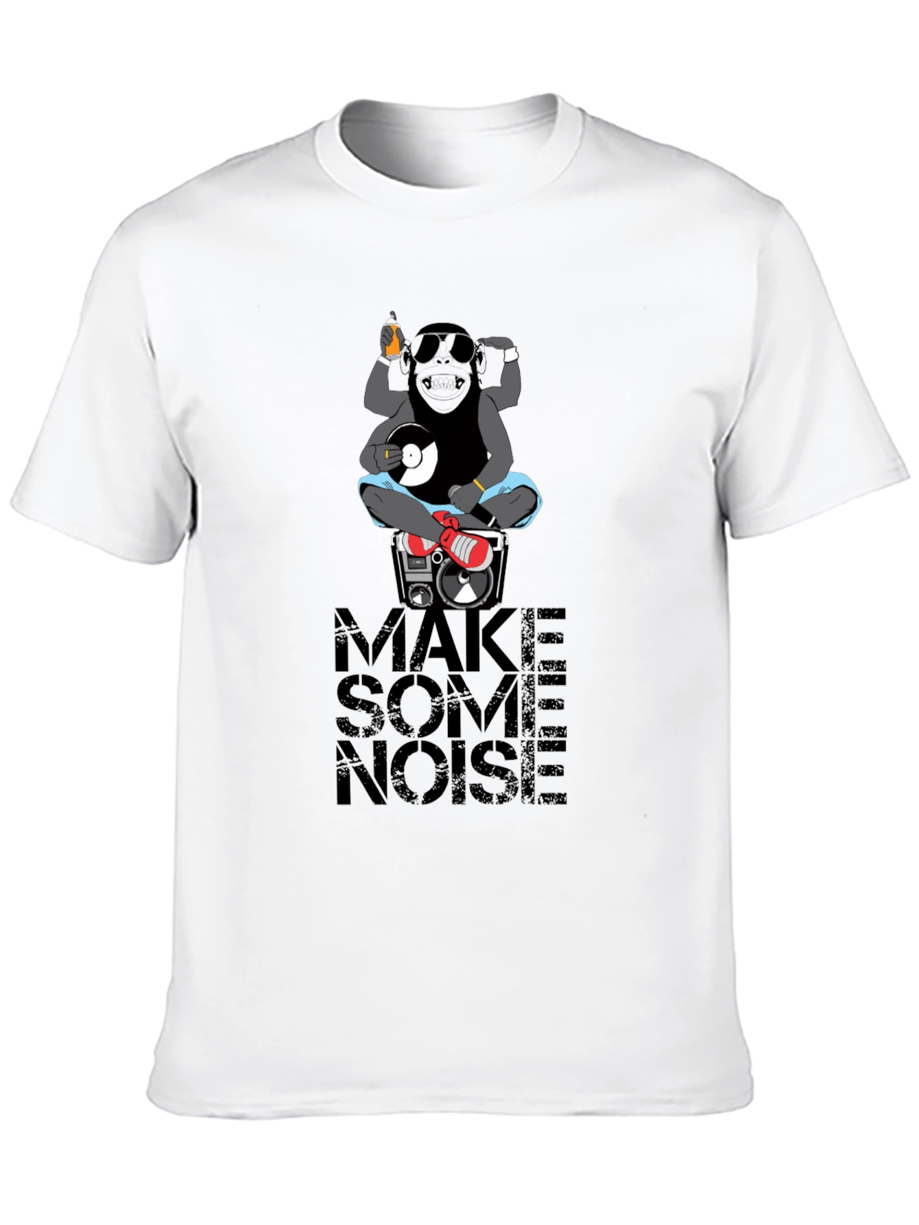 DJ Monkey Graphic Print Black T-Shirt