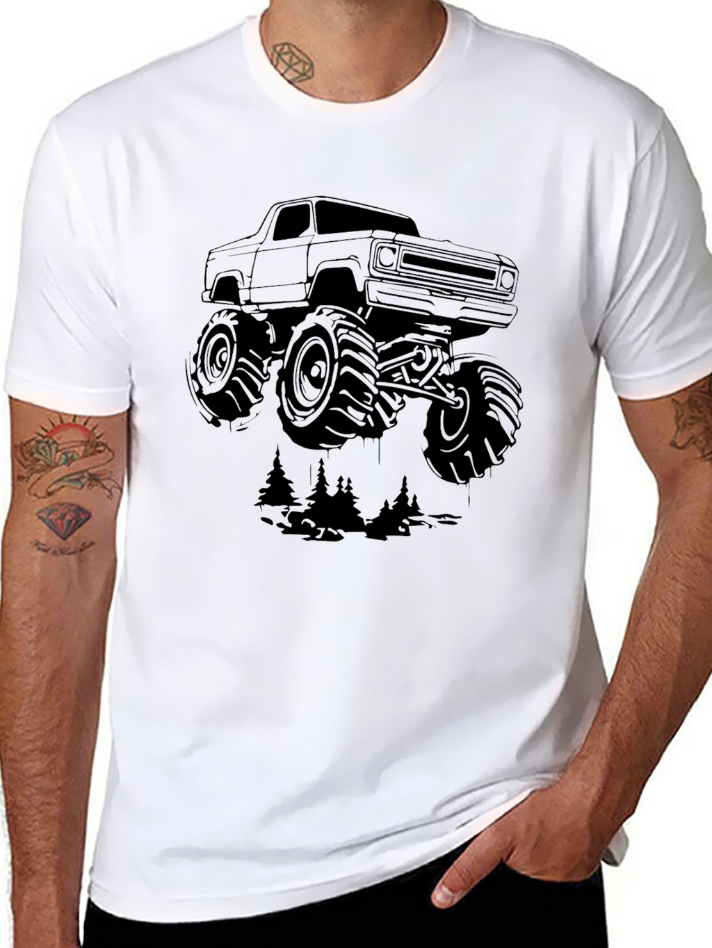 Monster Truck Graphic Tee - Black Cotton Blend