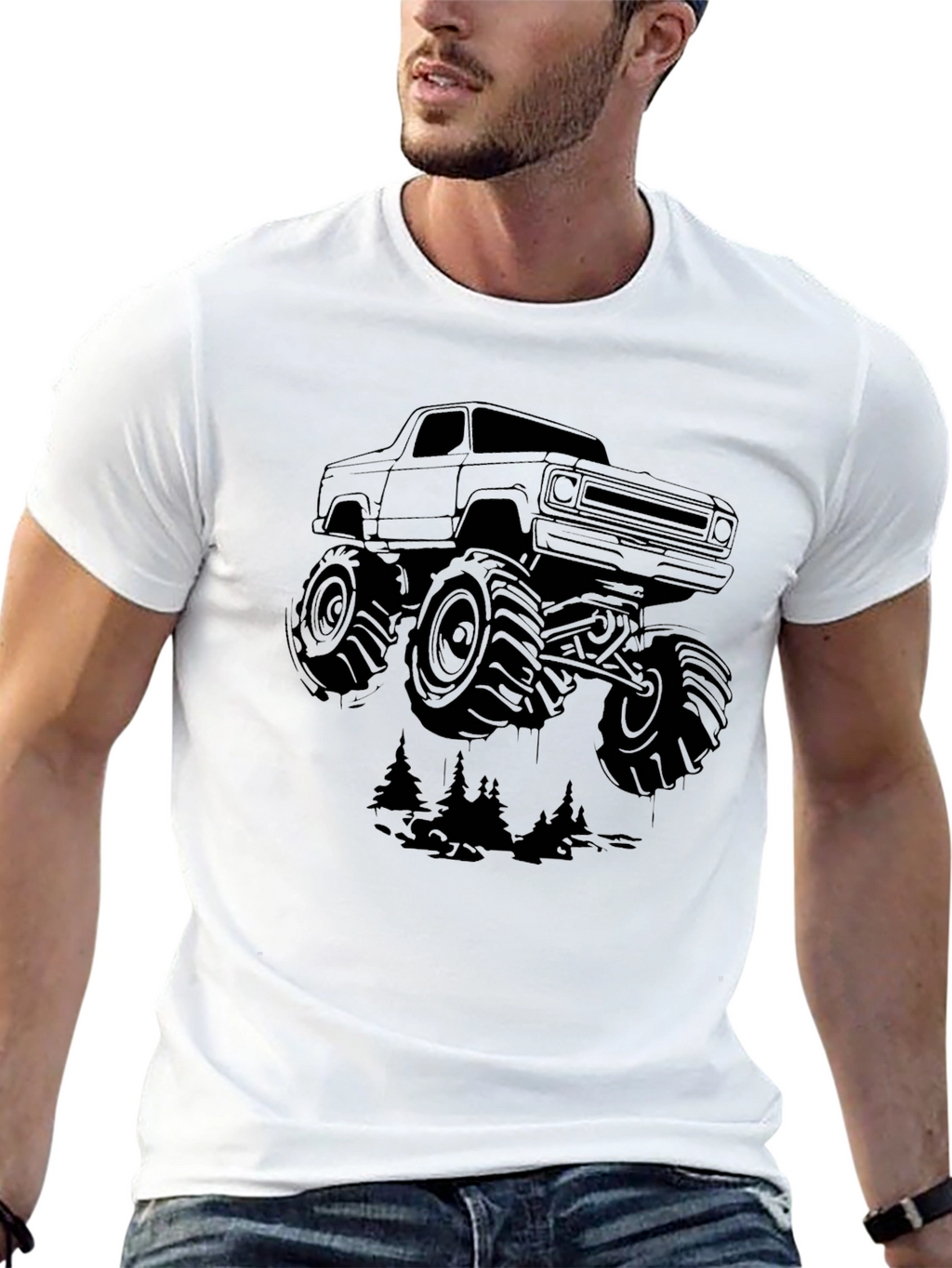 Monster Truck Graphic Tee - Black Cotton Blend