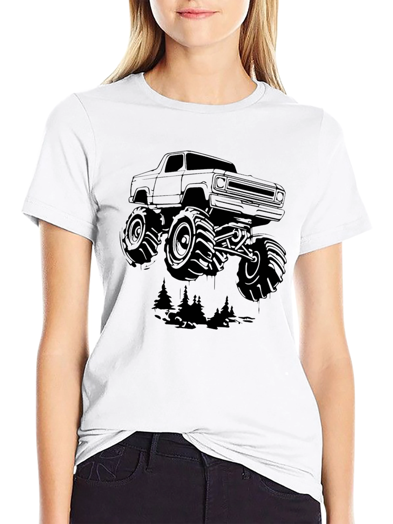 Monster Truck Graphic Tee - Black Cotton Blend