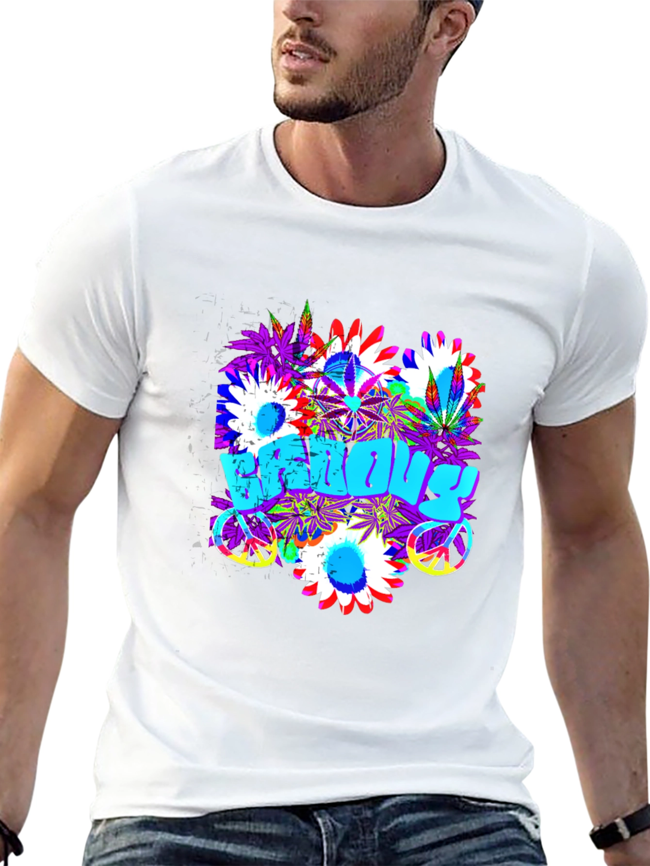 Groovy Vibes T-Shirt: Floral Peace Sign Design
