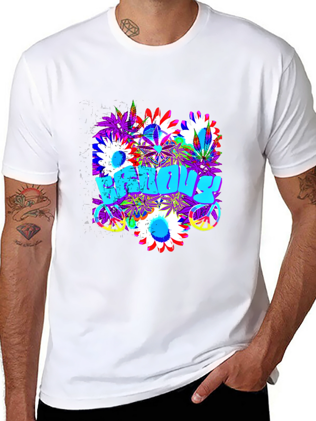 Groovy Vibes T-Shirt: Floral Peace Sign Design
