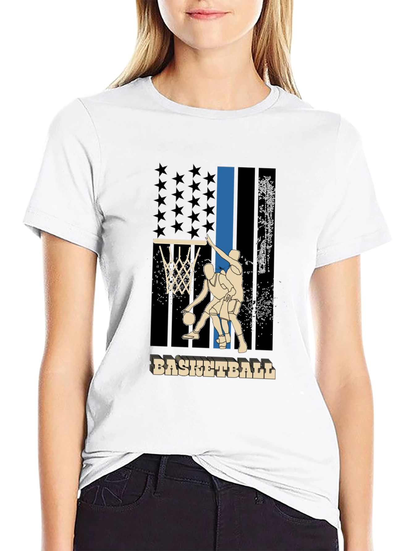 Basketball Graphic T-Shirt - Patriotic Design