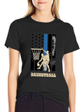 Basketball Graphic T-Shirt - Patriotic Design