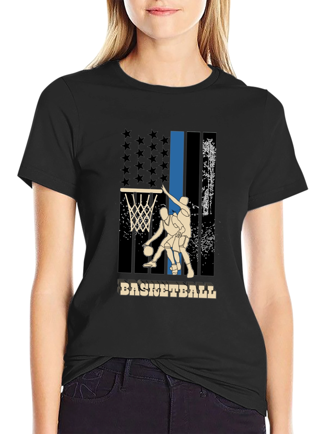 Basketball Graphic T-Shirt - Patriotic Design