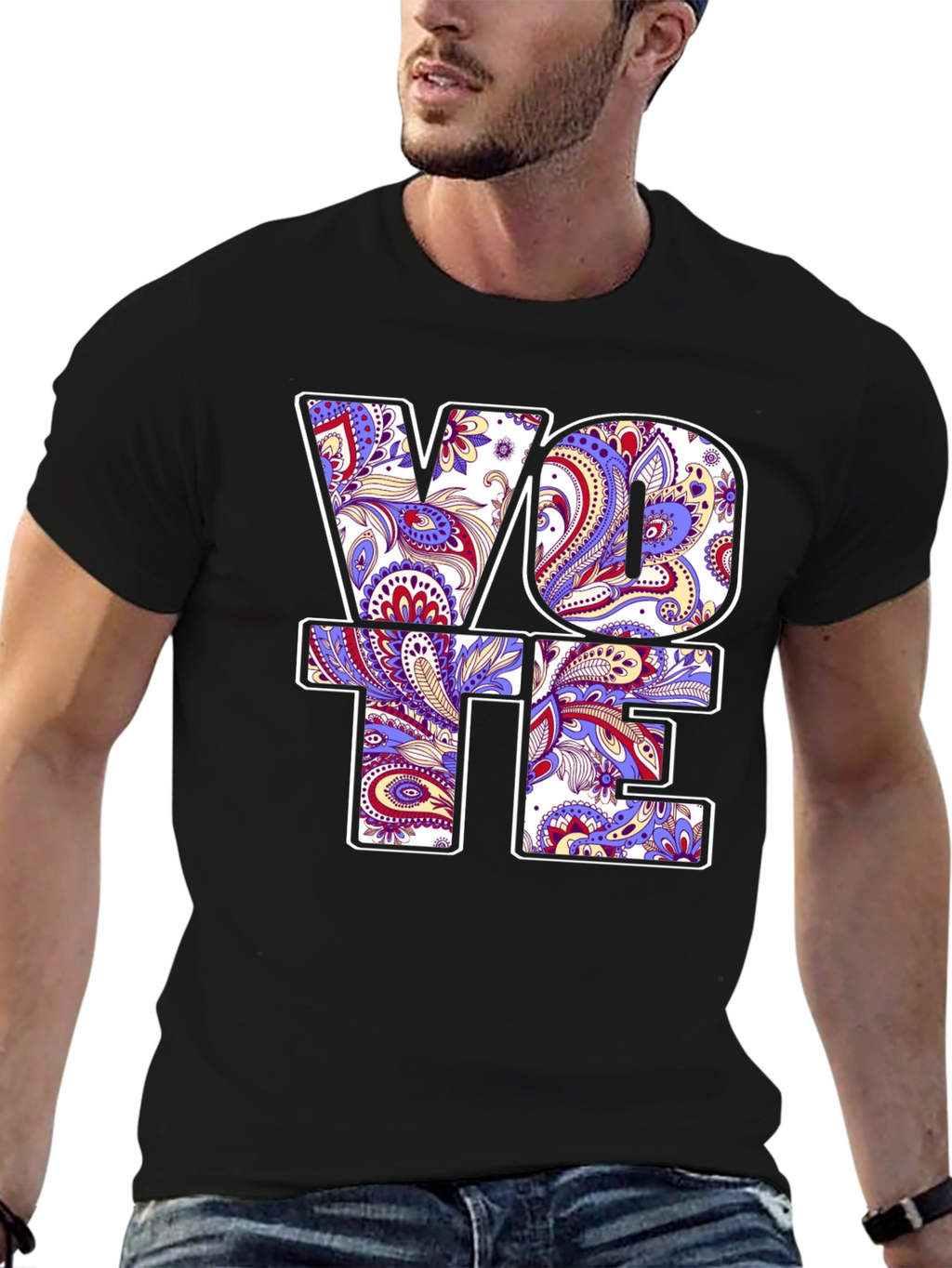 Vote Paisley Print Graphic Tee