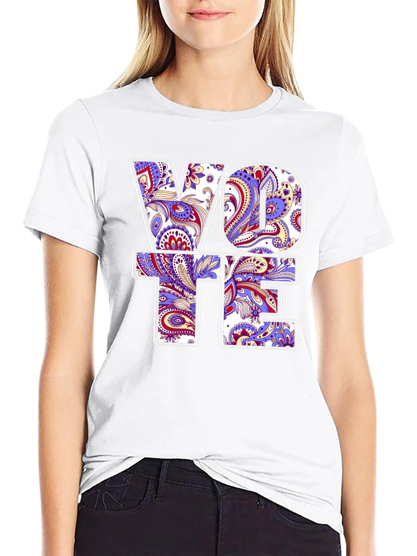 Vote Paisley Print Graphic Tee