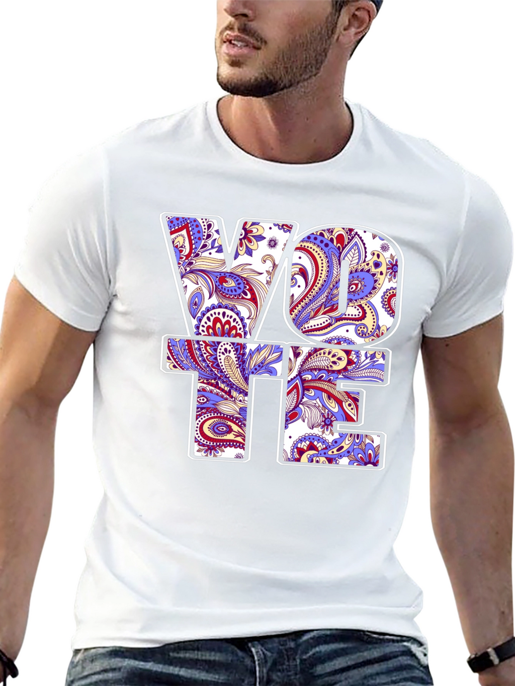 Vote Paisley Print Graphic Tee
