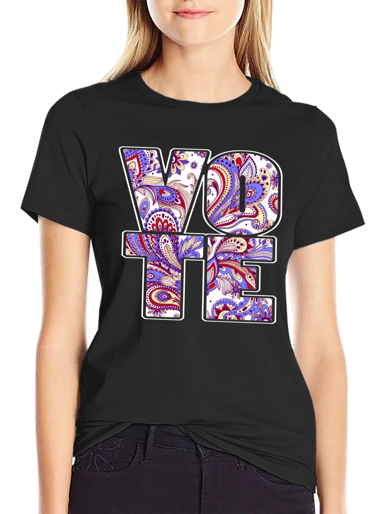 Vote Paisley Print Graphic Tee