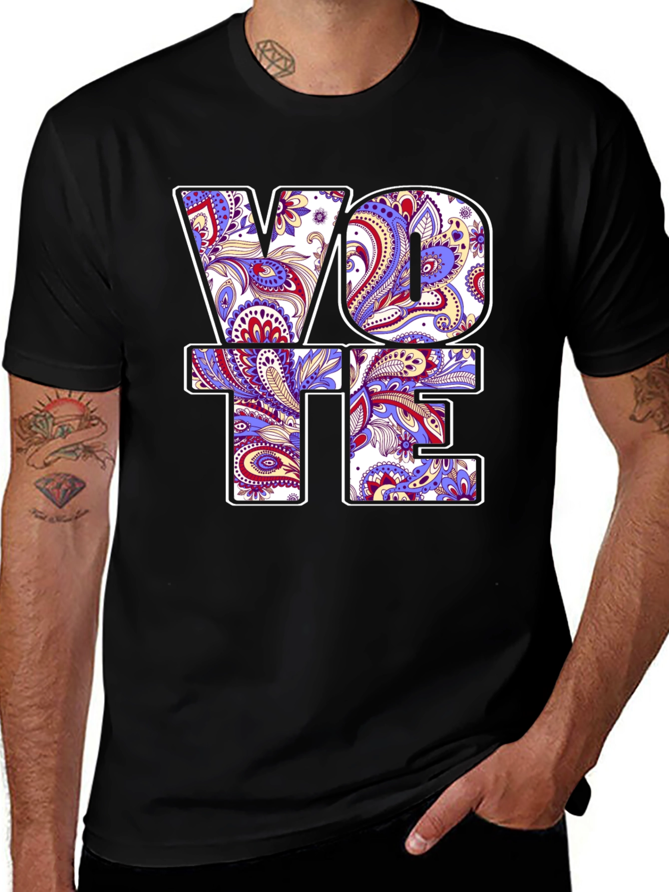 Vote Paisley Print Graphic Tee