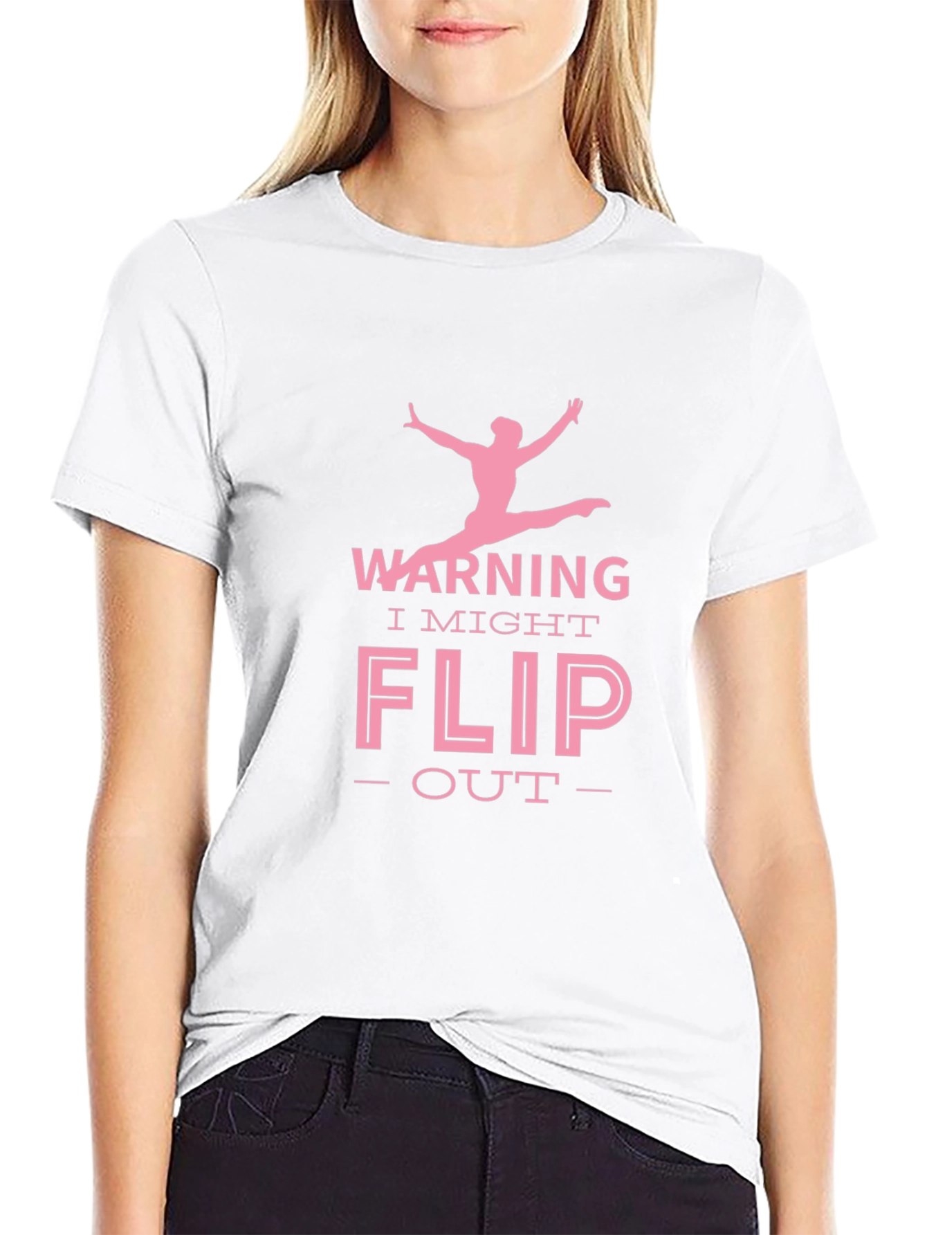 Warning I Might Flip Out Gymnast Black T-Shirt