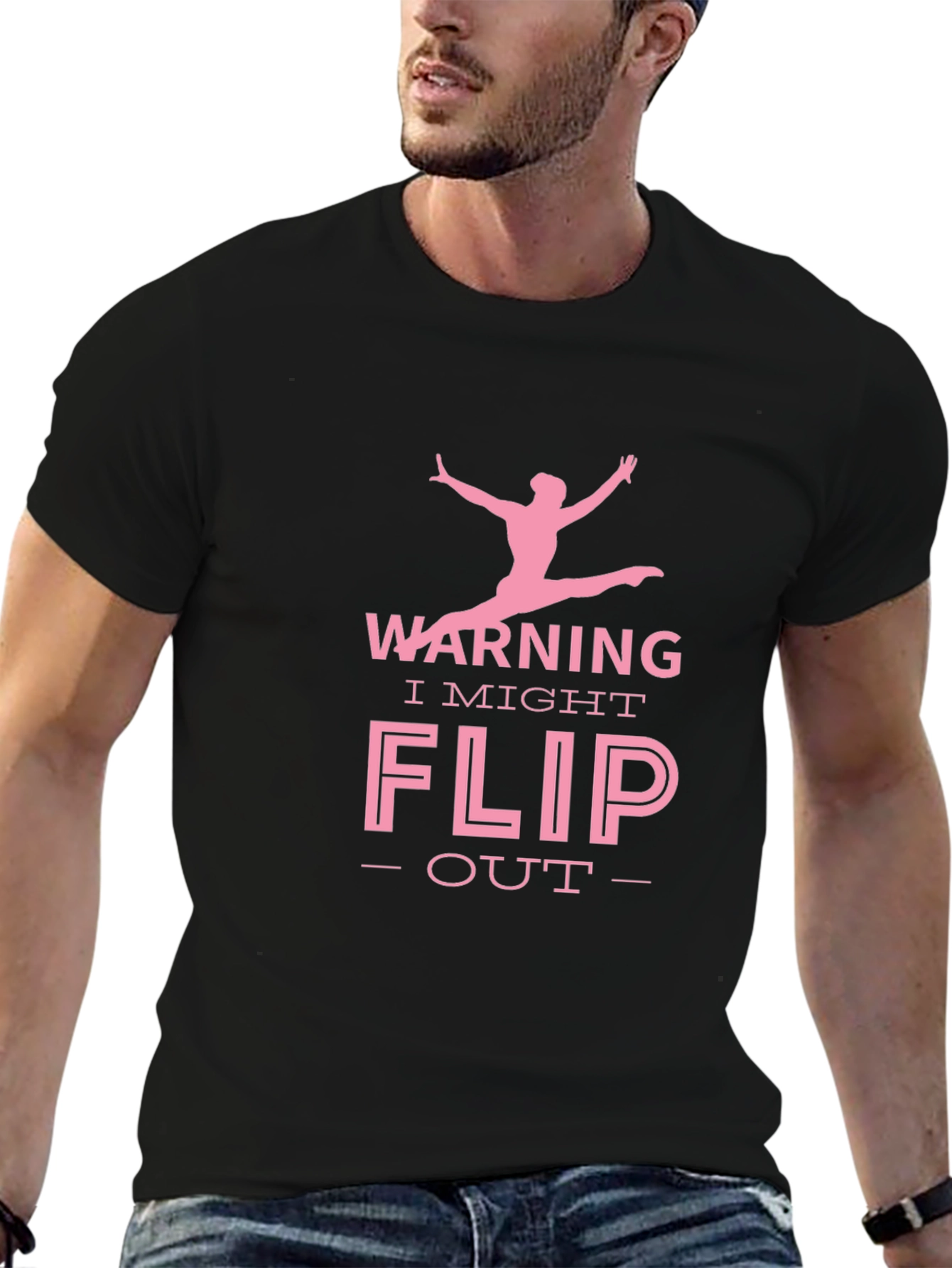 Warning I Might Flip Out Gymnast Black T-Shirt