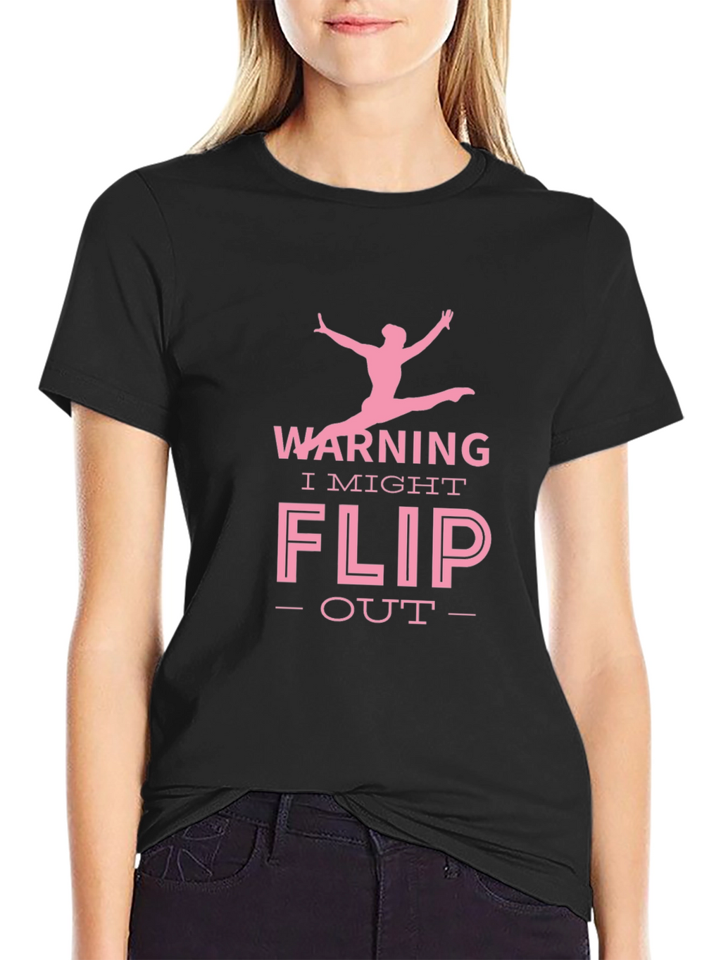 Warning I Might Flip Out Gymnast Black T-Shirt