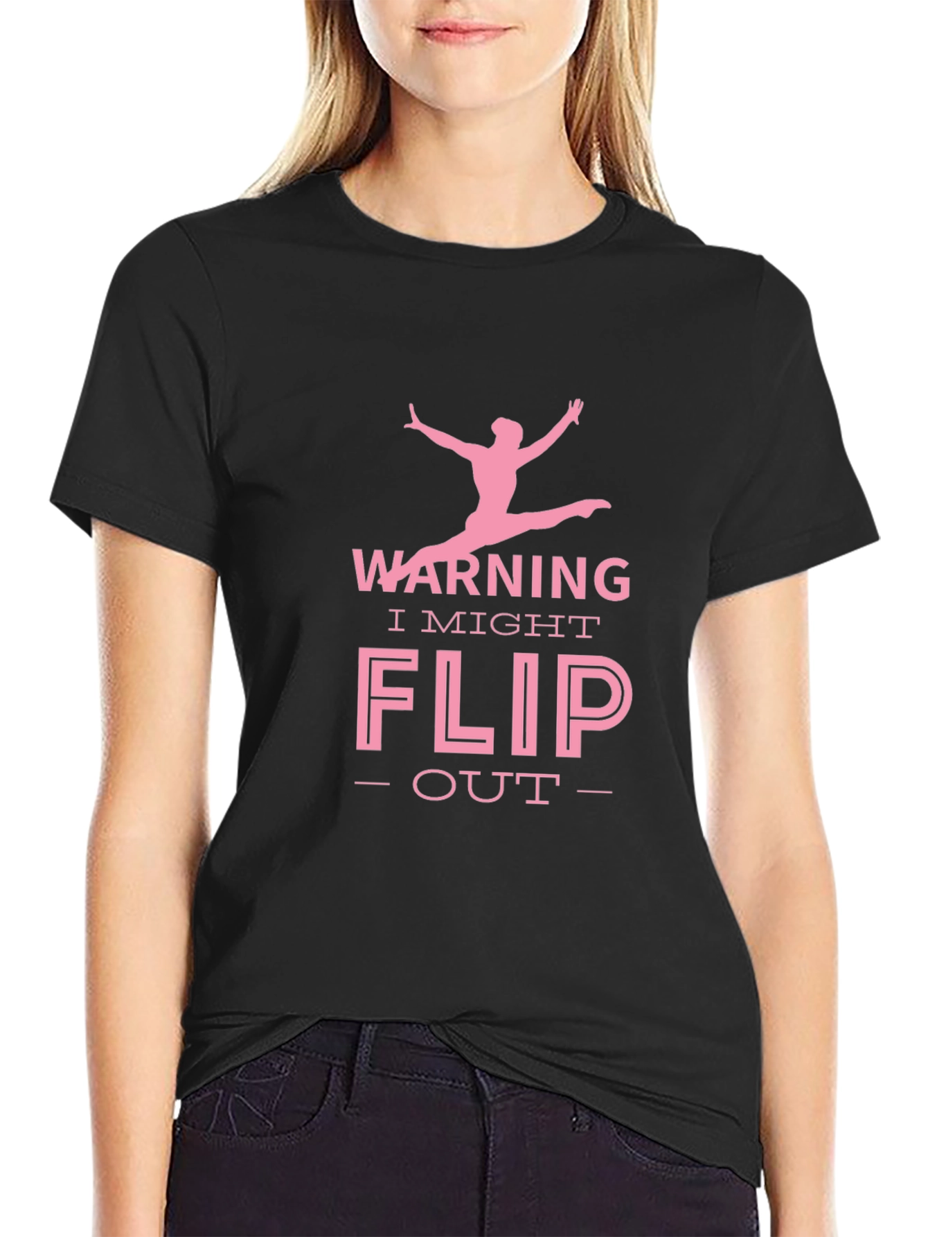 Warning I Might Flip Out Gymnast Black T-Shirt