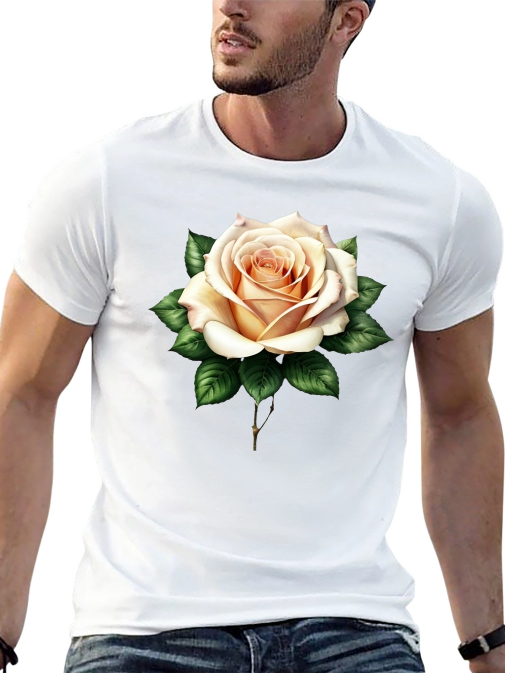 Elegant Rose Graphic Tee - Black