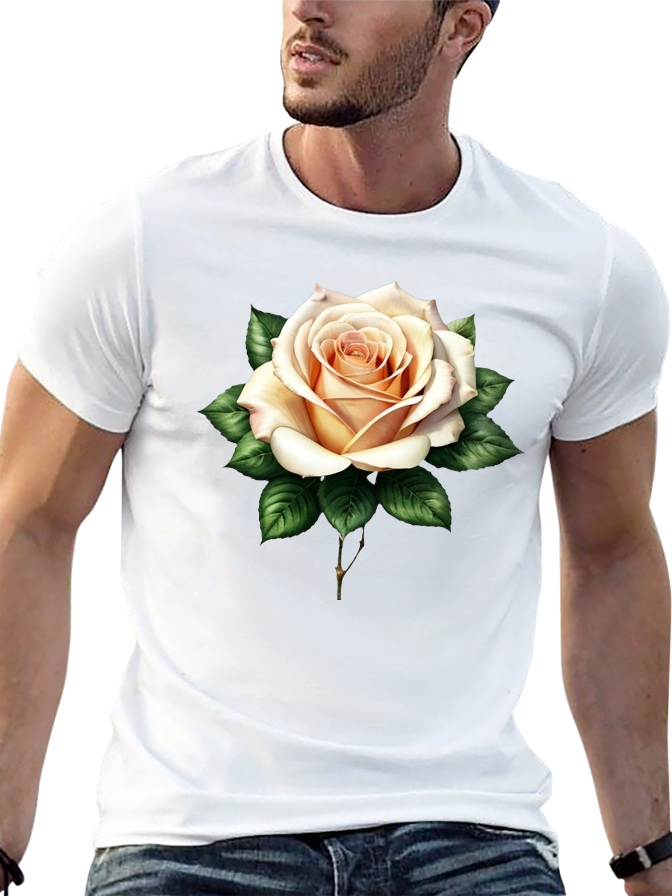 Elegant Rose Graphic Tee - Black