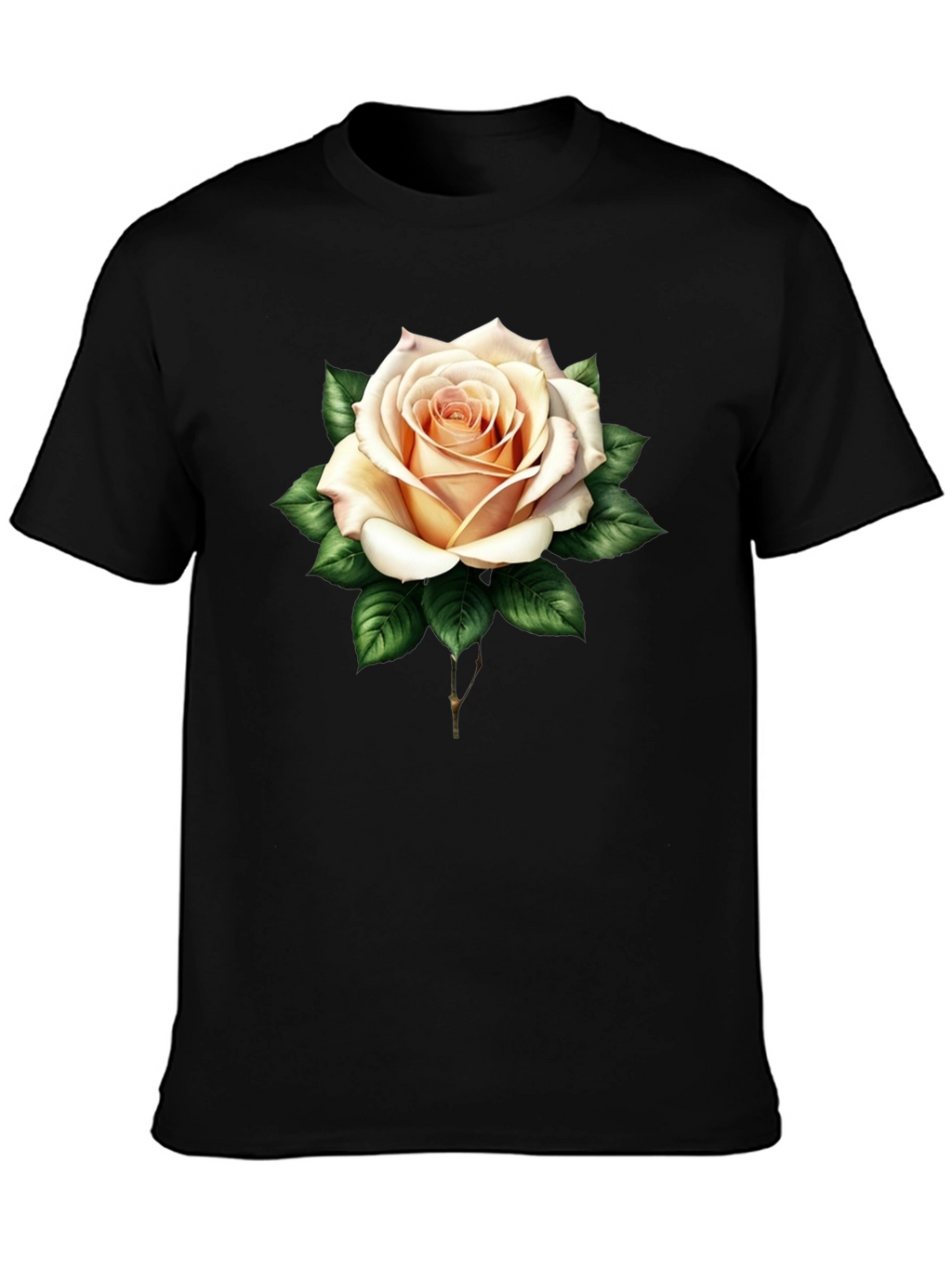 Elegant Rose Graphic Tee - Black