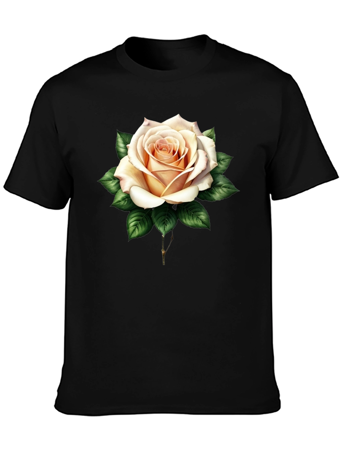 Elegant Rose Graphic Tee - Black