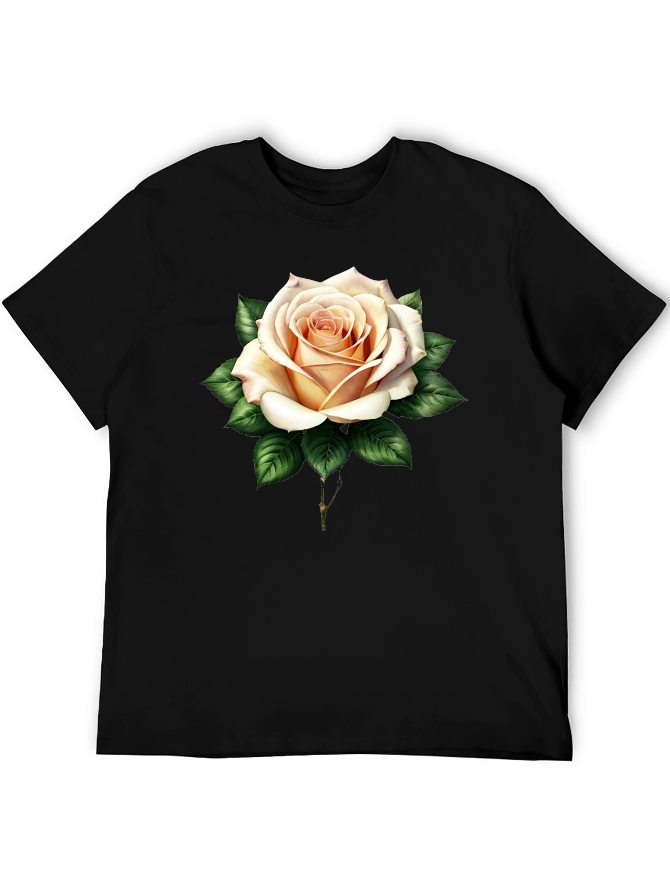Elegant Rose Graphic Tee - Black