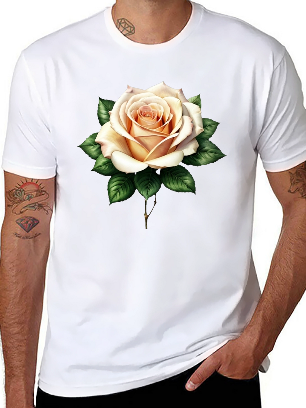 Elegant Rose Graphic Tee - Black