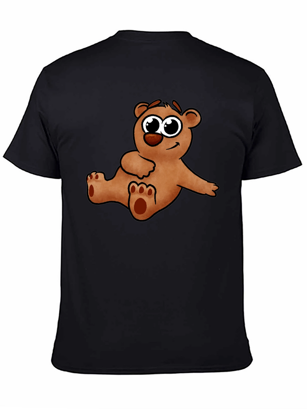Cute Cartoon Bear Graphic Black T-Shirt