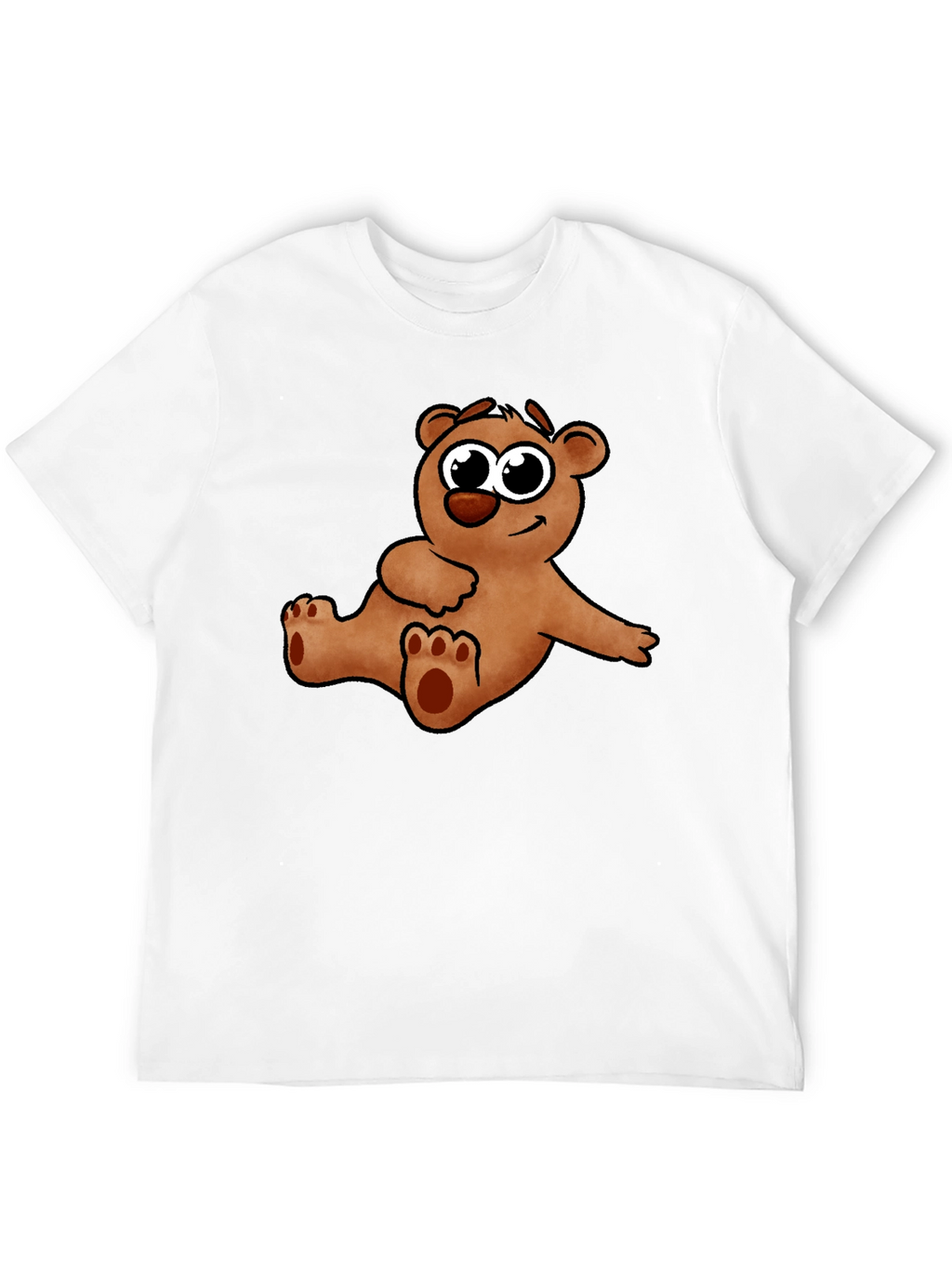 Cute Cartoon Bear Graphic Black T-Shirt