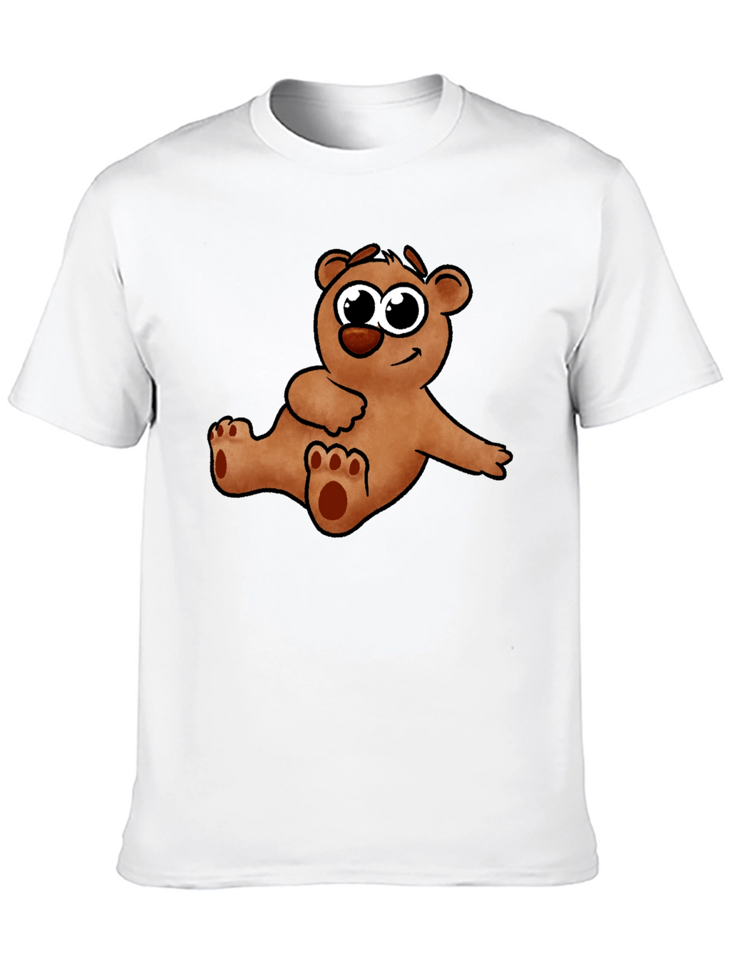 Cute Cartoon Bear Graphic Black T-Shirt