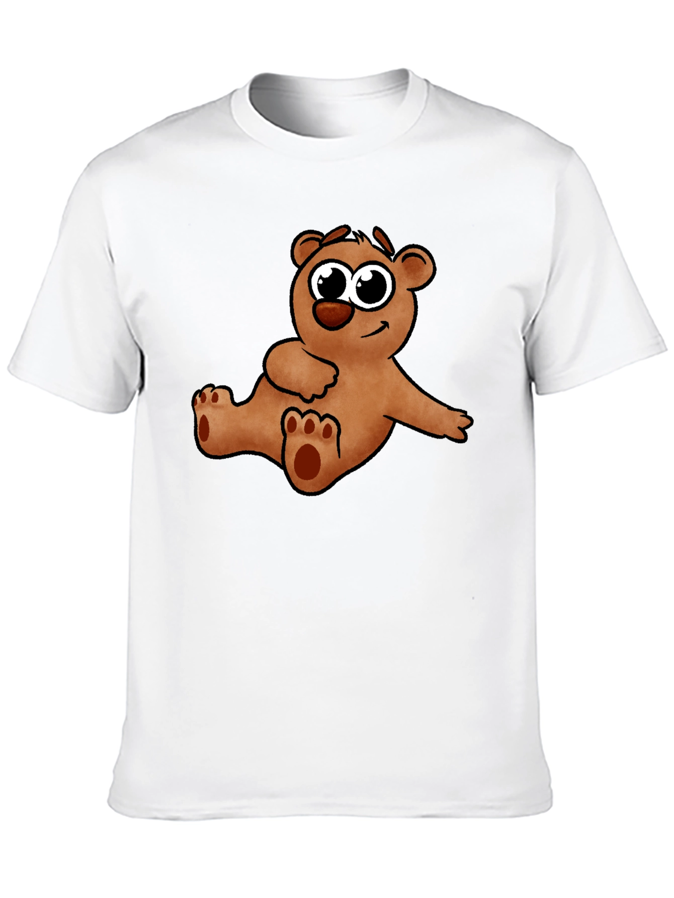 Cute Cartoon Bear Graphic Black T-Shirt