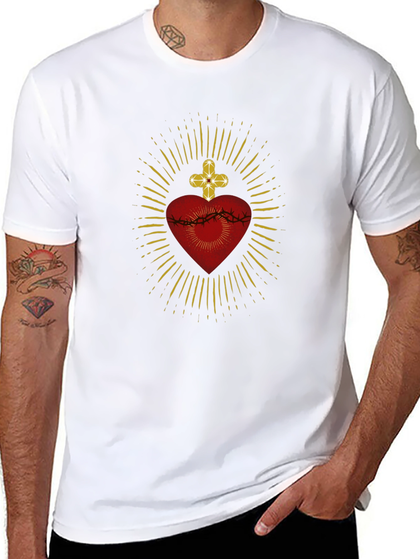 Sacred Heart Graphic Tee - Black Cotton Comfort