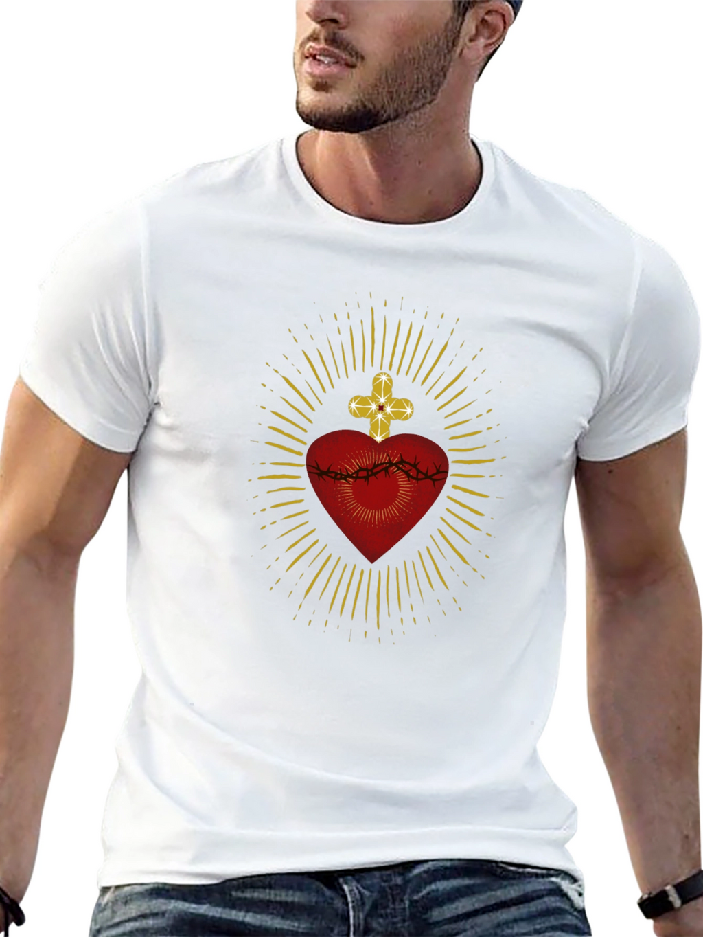 Sacred Heart Graphic Tee - Black Cotton Comfort