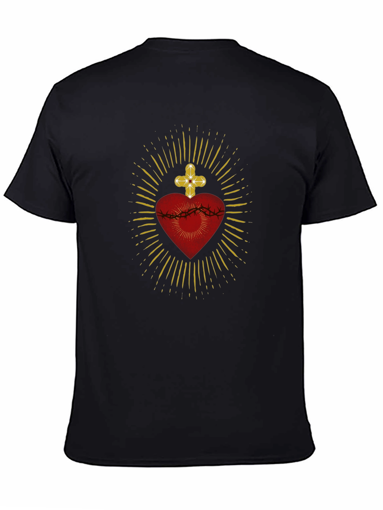 Sacred Heart Graphic Tee - Black Cotton Comfort