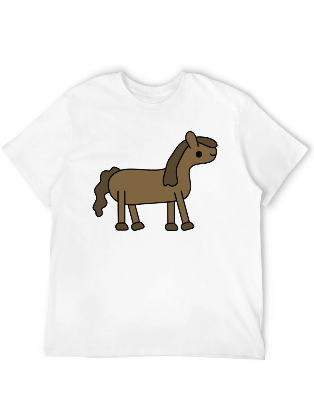 Cartoon Horse Graphic Tee - Black Cotton Blend