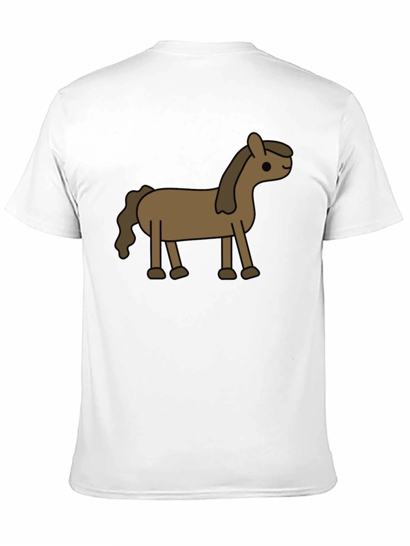 Cartoon Horse Graphic Tee - Black Cotton Blend