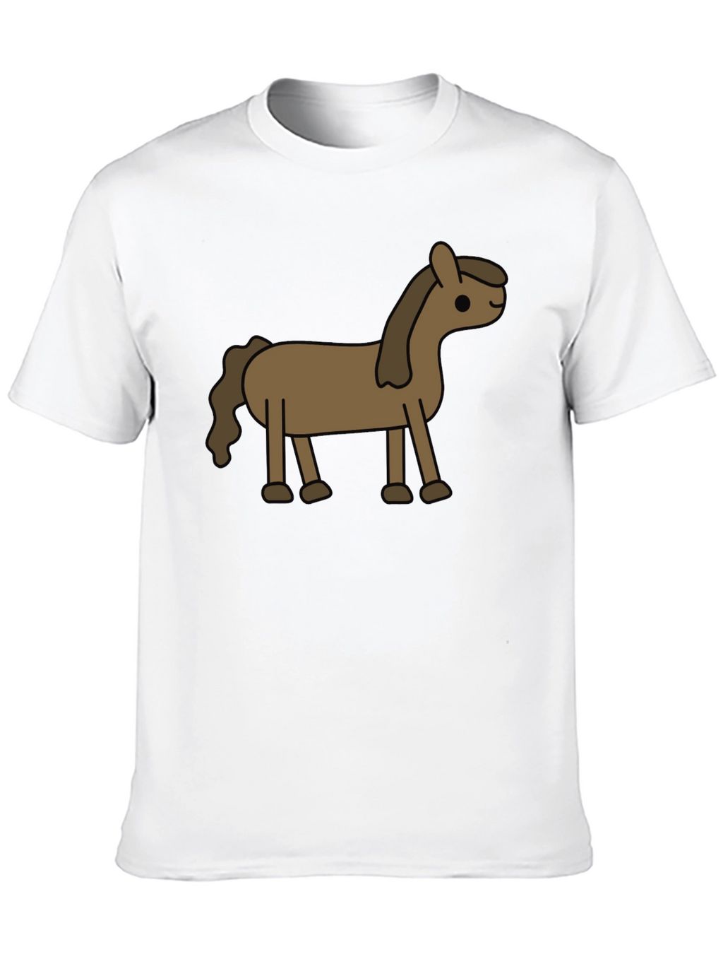 Cartoon Horse Graphic Tee - Black Cotton Blend
