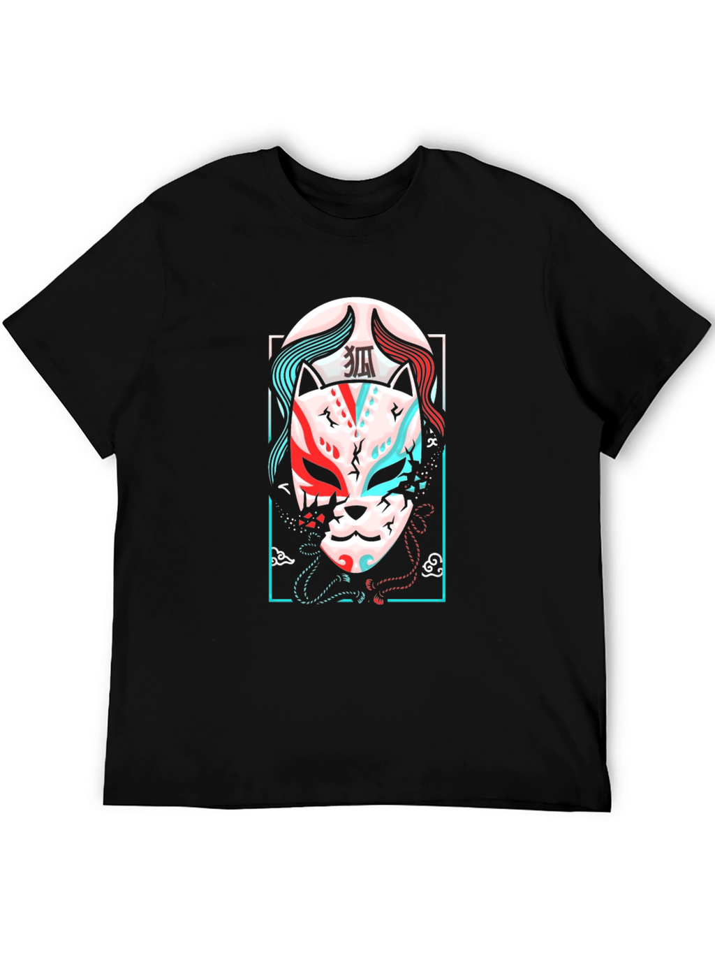 Japanese Kitsune Mask Graphic Tee - Urban Style