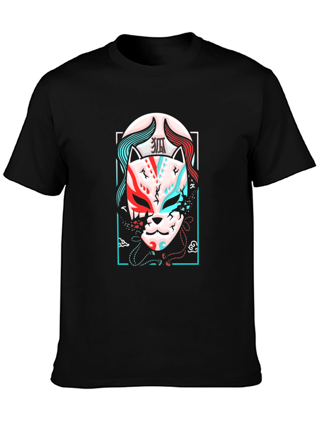 Japanese Kitsune Mask Graphic Tee - Urban Style