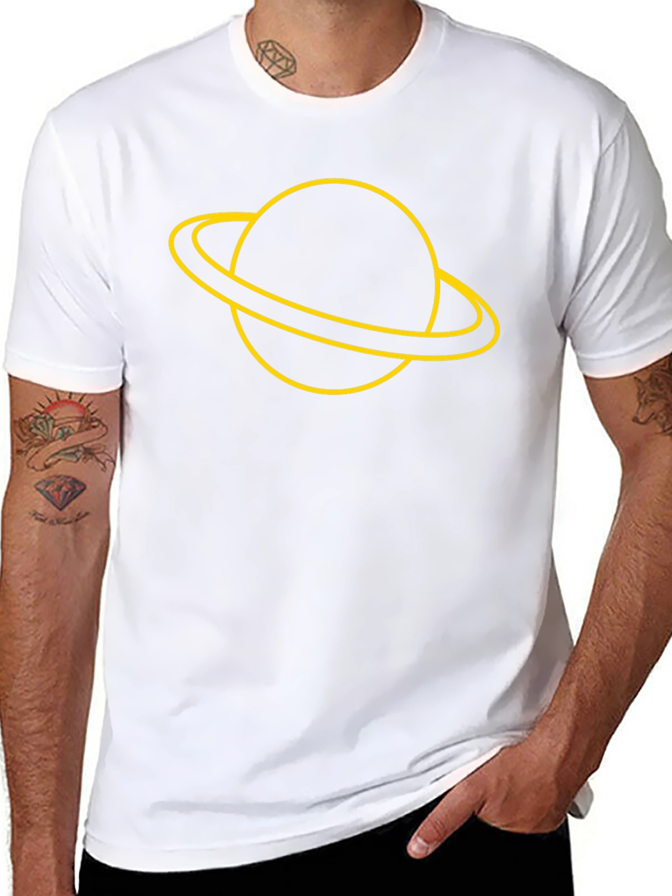 Saturn Graphic Tee - Stylish Black T-Shirt