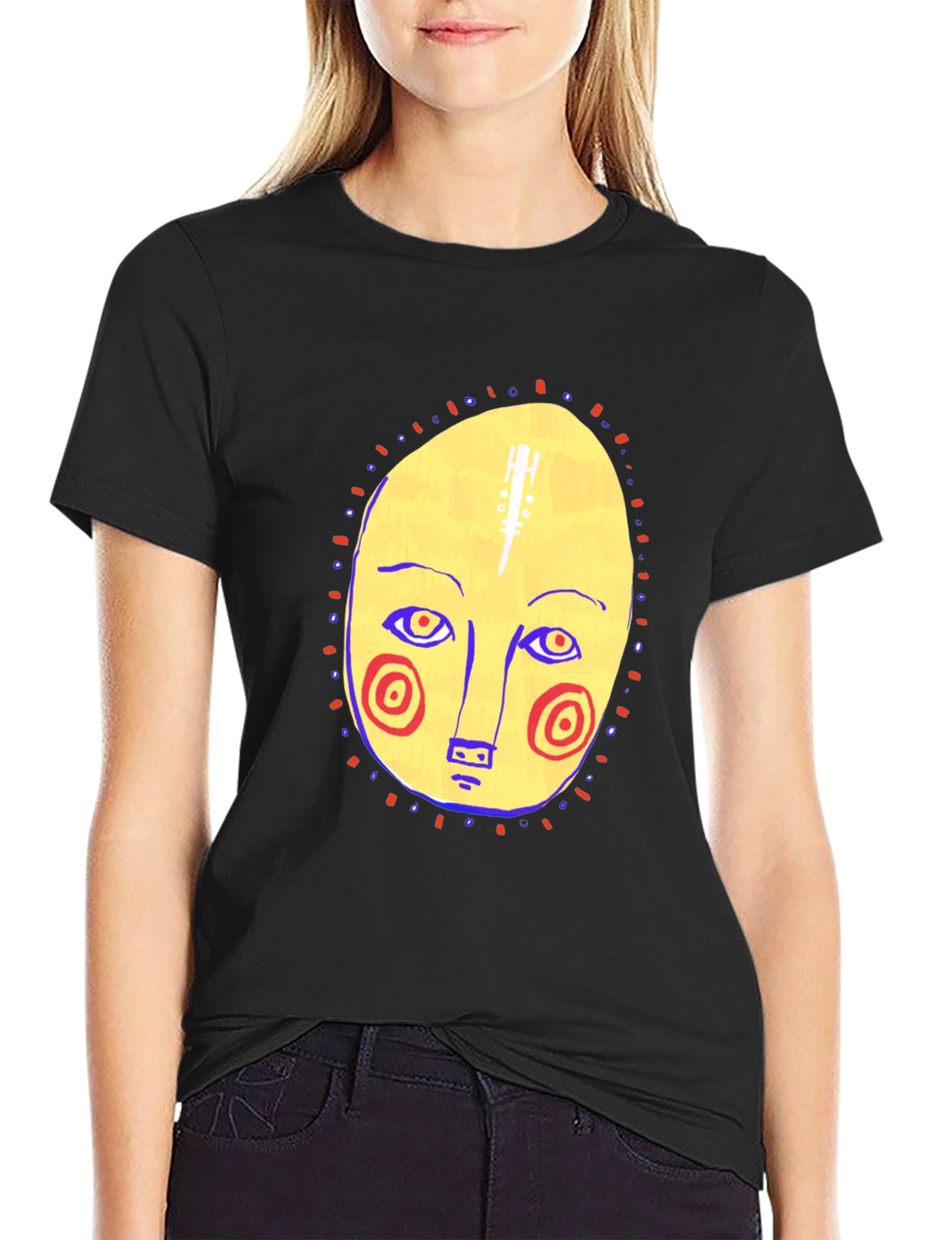 Abstract Face Graphic Tee - Stylish Comfort