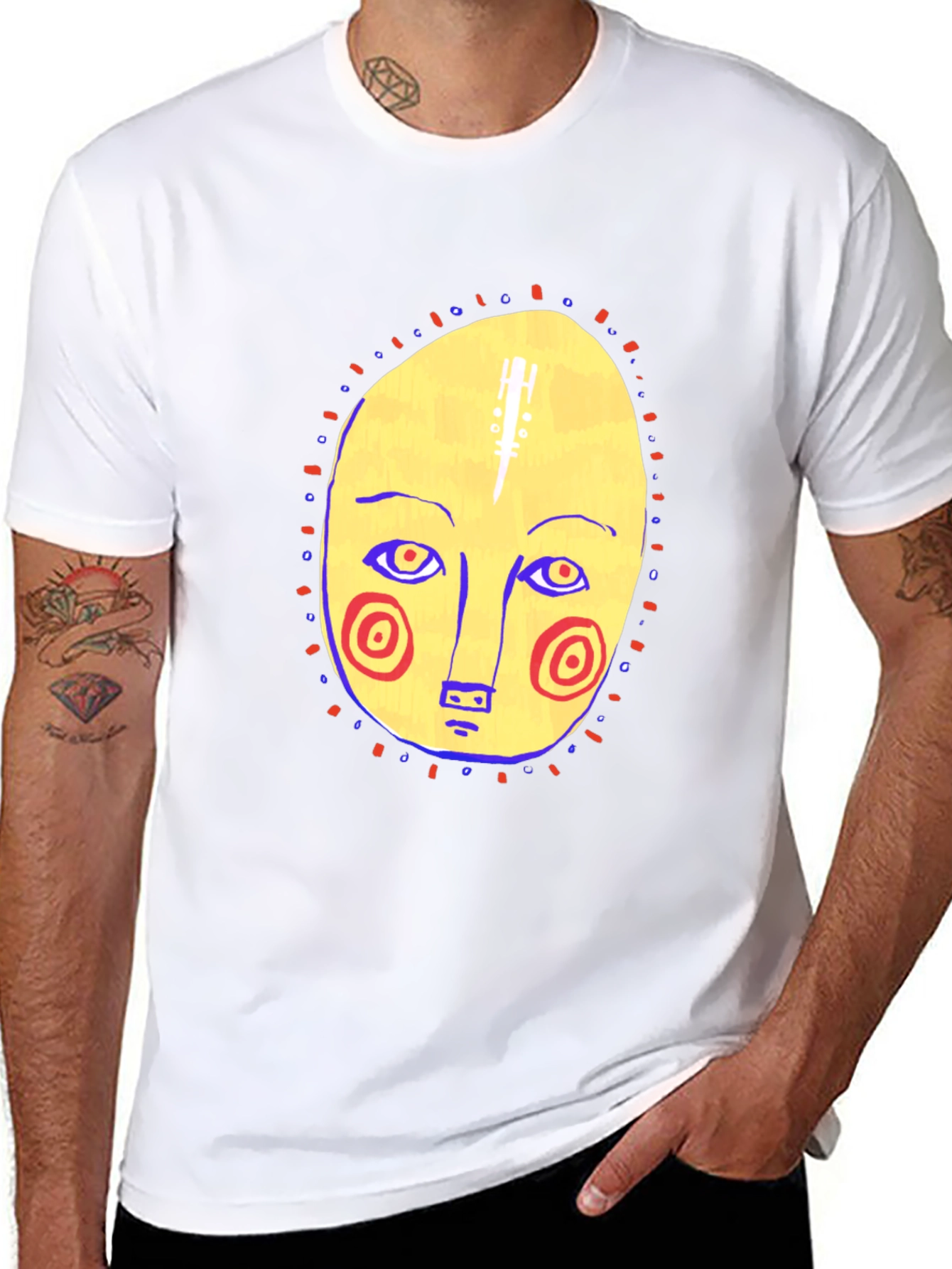 Abstract Face Graphic Tee - Stylish Comfort