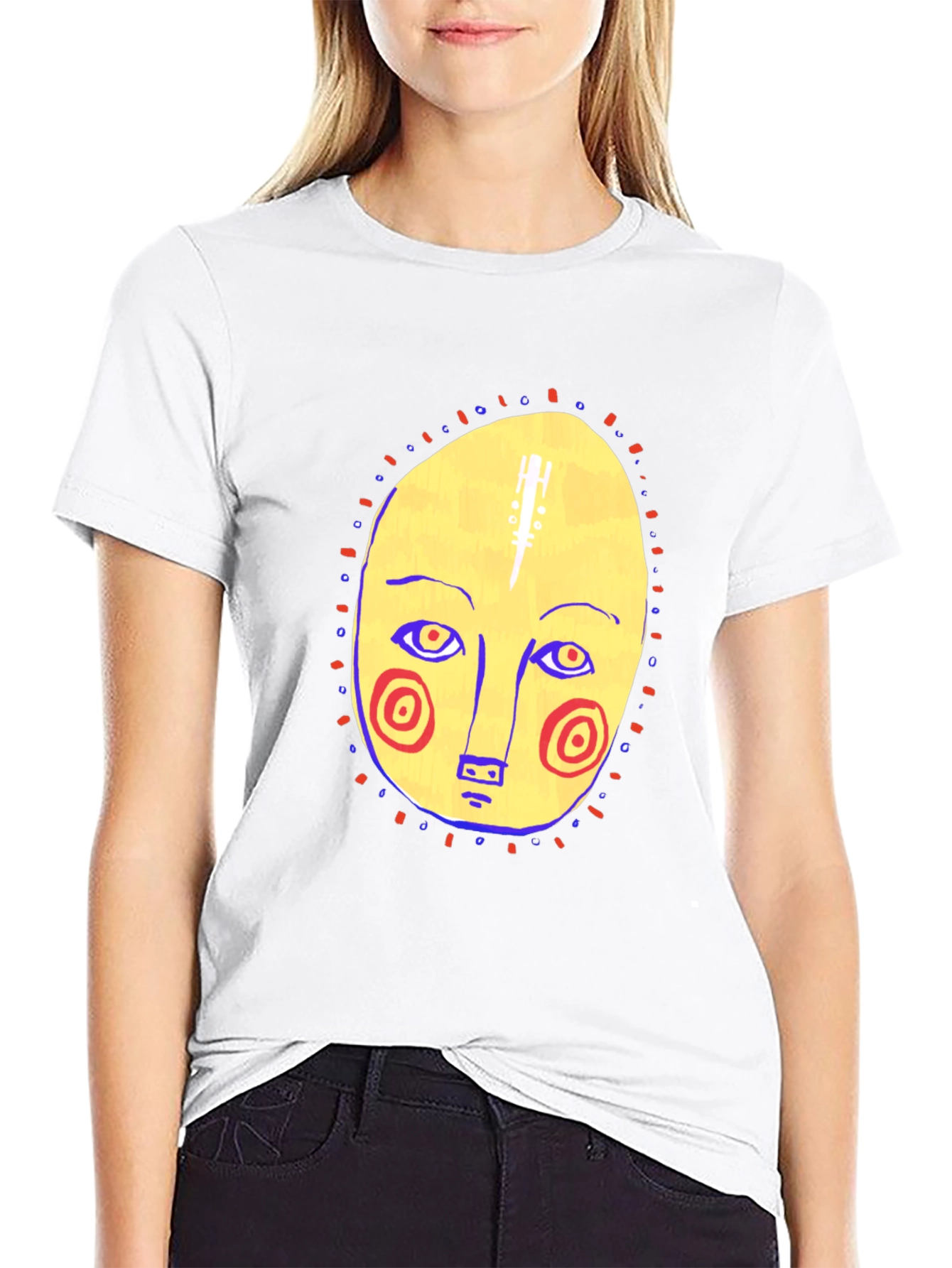 Abstract Face Graphic Tee - Stylish Comfort