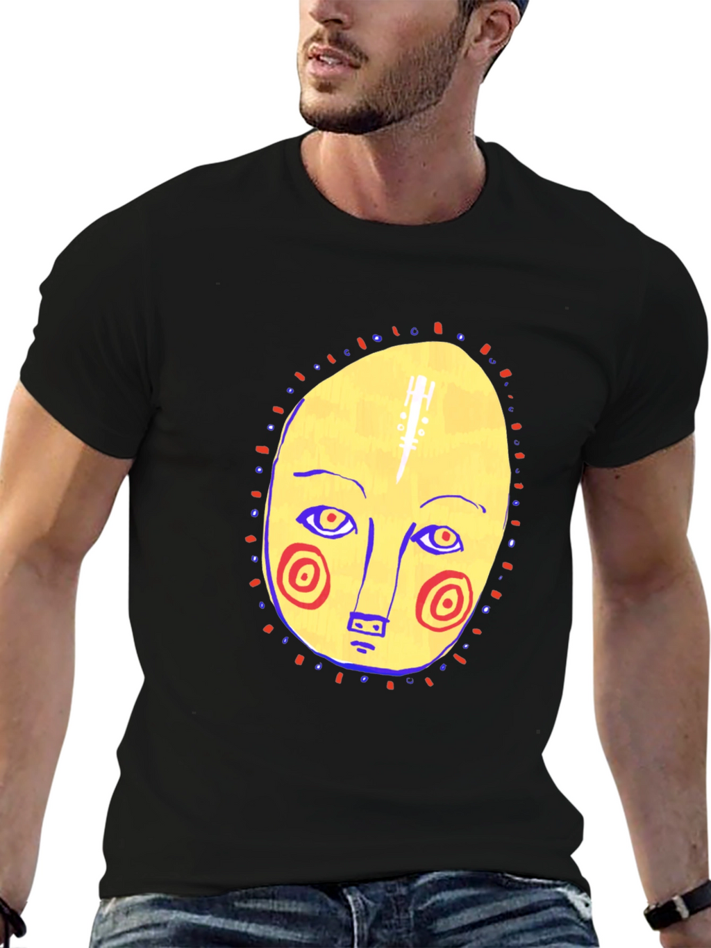 Abstract Face Graphic Tee - Stylish Comfort