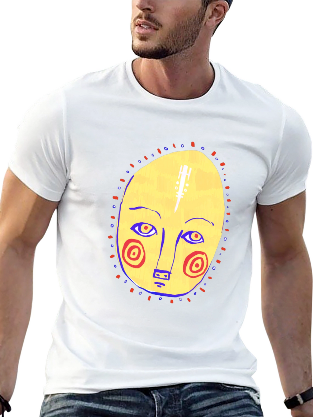 Abstract Face Graphic Tee - Stylish Comfort