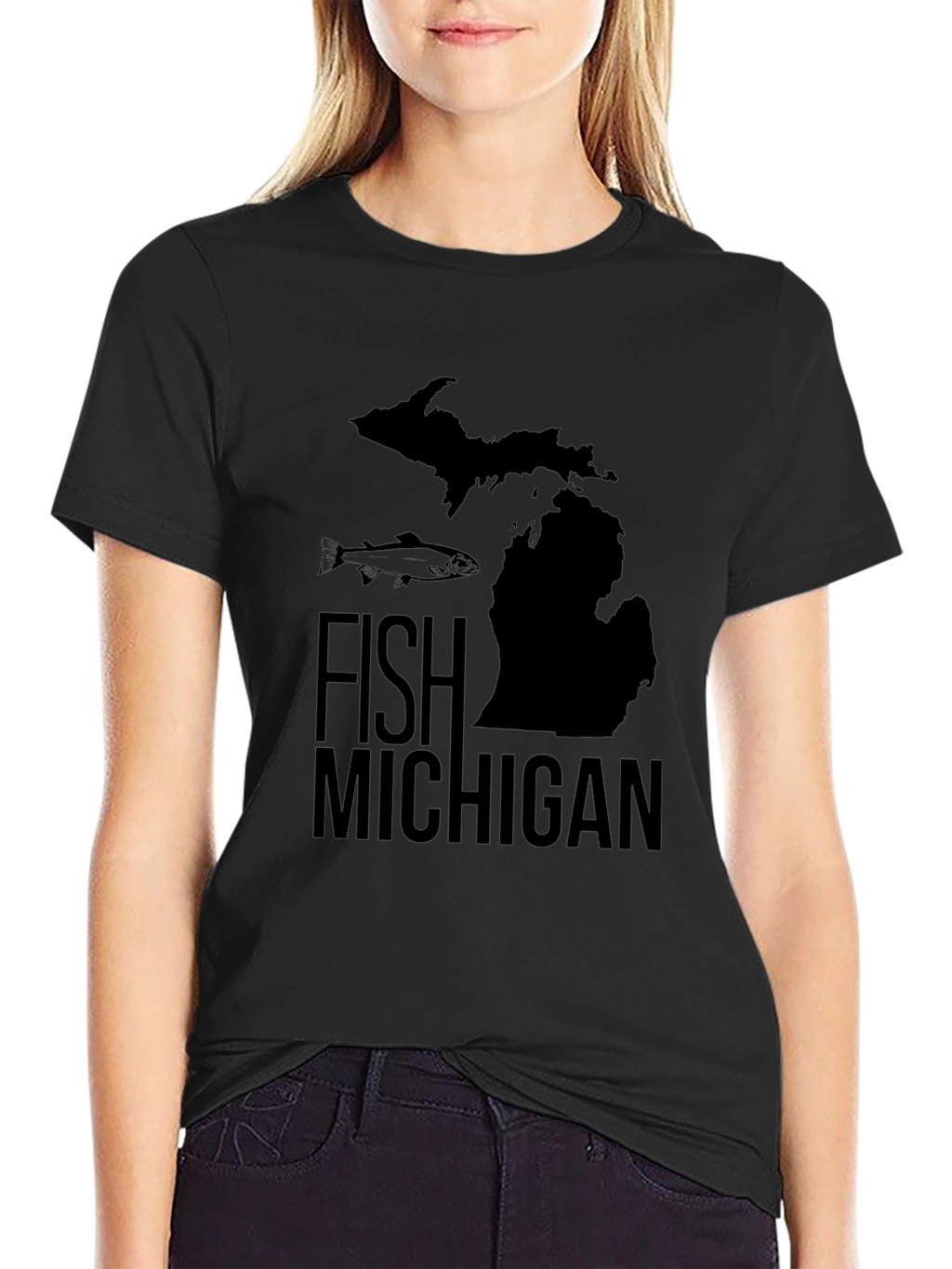 Fish Michigan Graphic Tee - Black Cotton T-Shirt