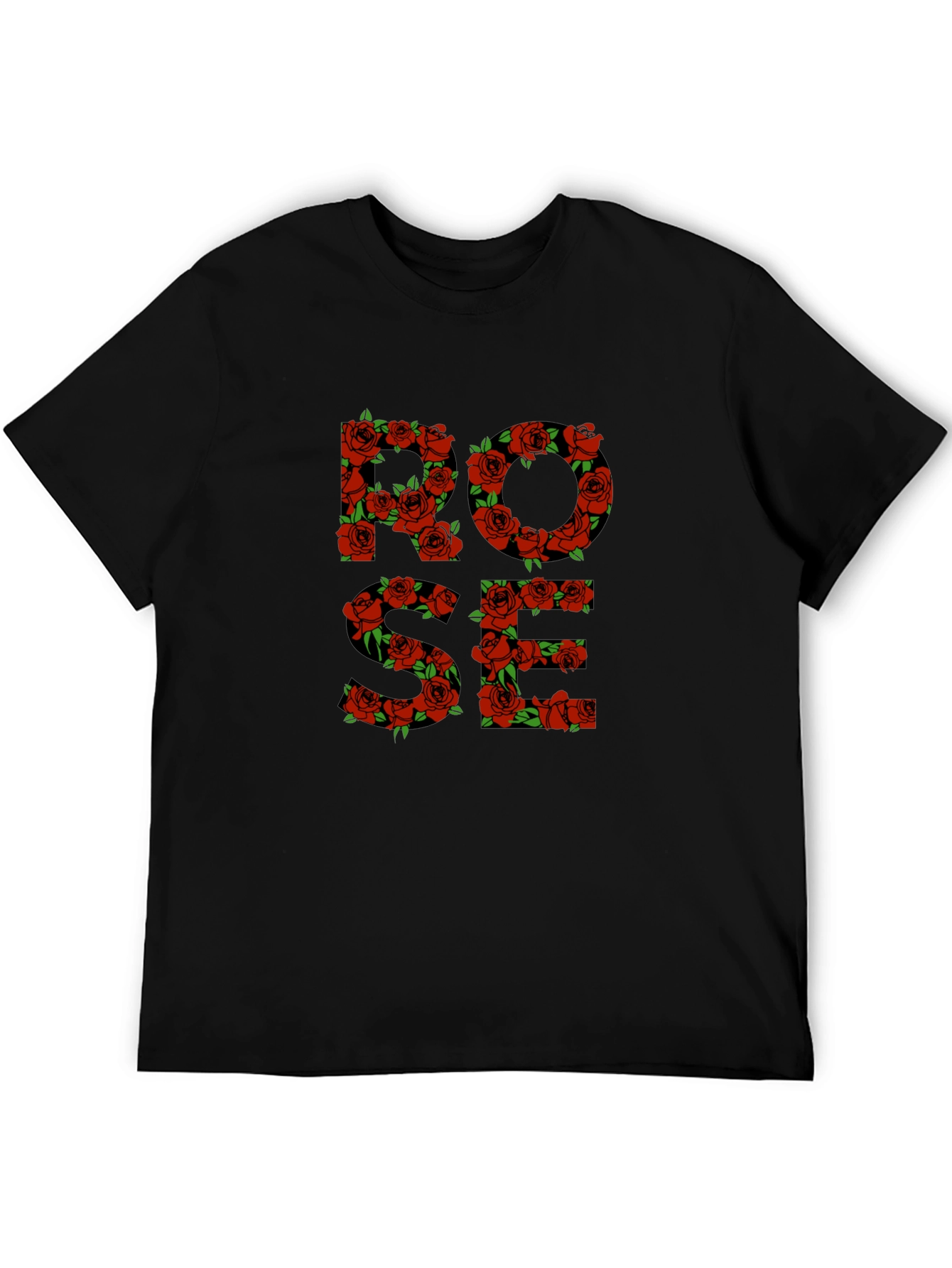 Rose Floral Graphic Print Mens T-Shirt
