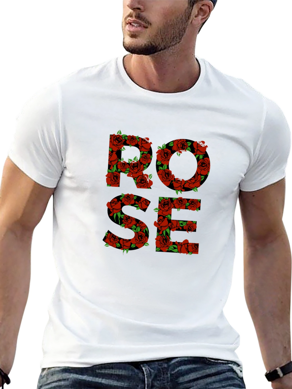Rose Floral Graphic Print Mens T-Shirt
