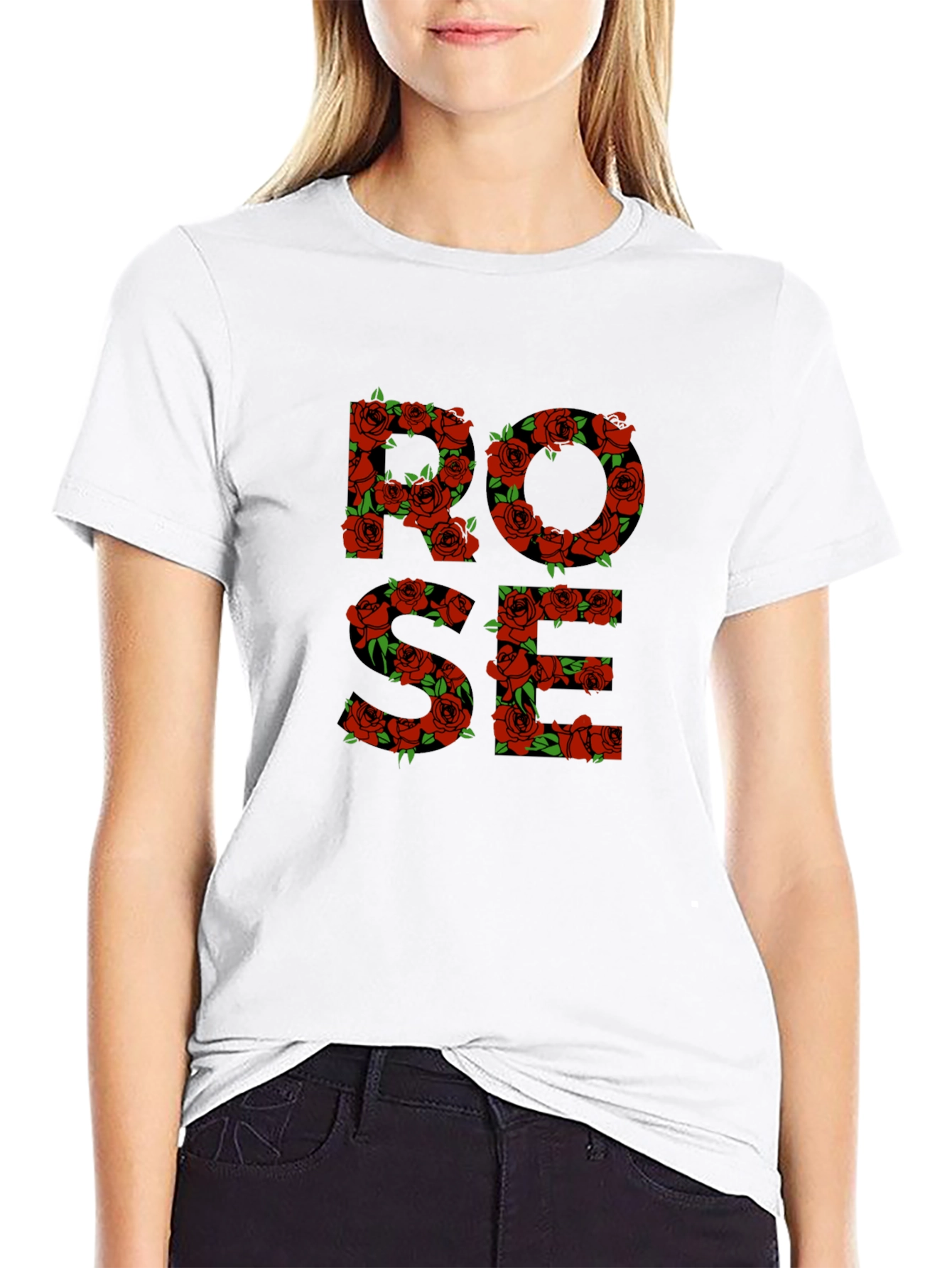 Rose Floral Graphic Print Mens T-Shirt