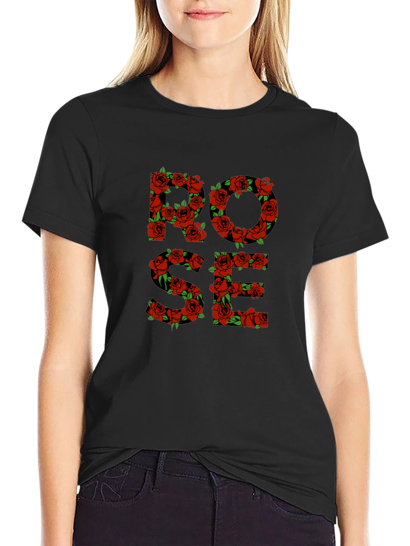 Rose Floral Graphic Print Mens T-Shirt